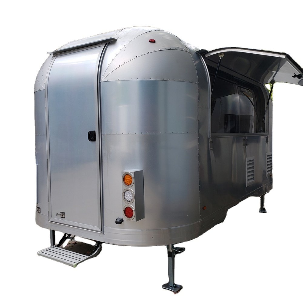 Long Stainless Steel Froulotte Bus Airstream Food Truck Trailer with Full Kitchen Equipments for Sale Spain